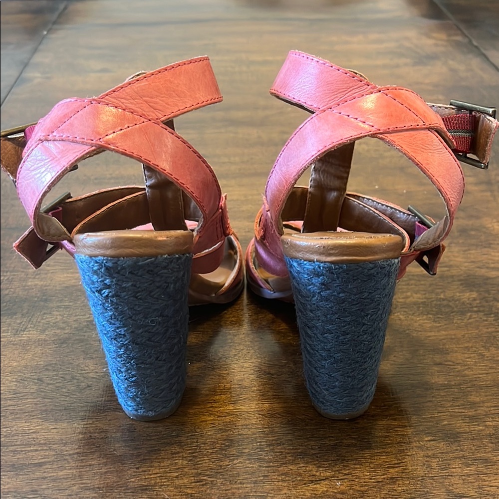 Calvin Klein Jeans Isabelle Pink and Brown Gladiator Heels - Picture 5 of 14